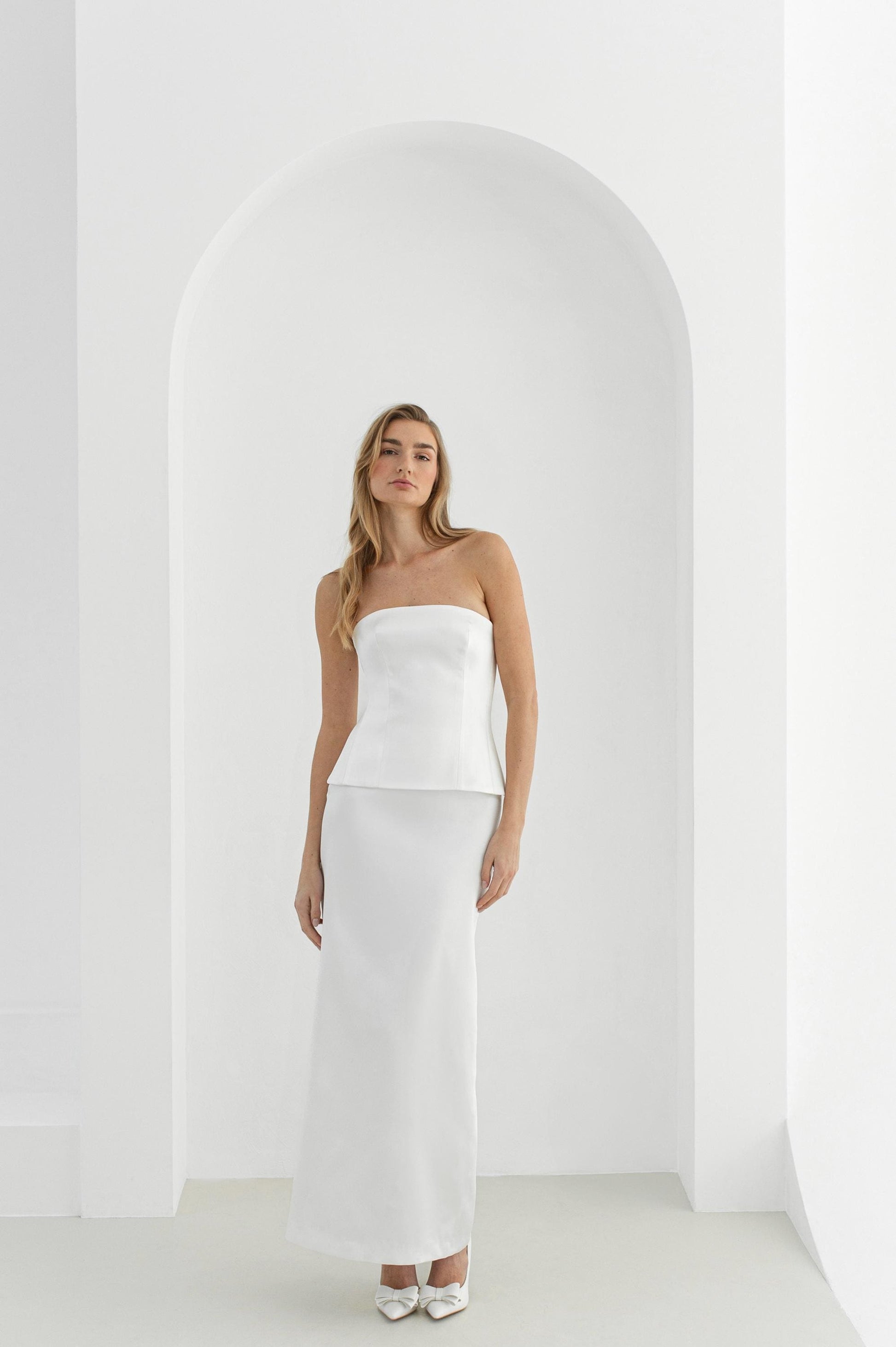 Minimalist bridal Reception dress